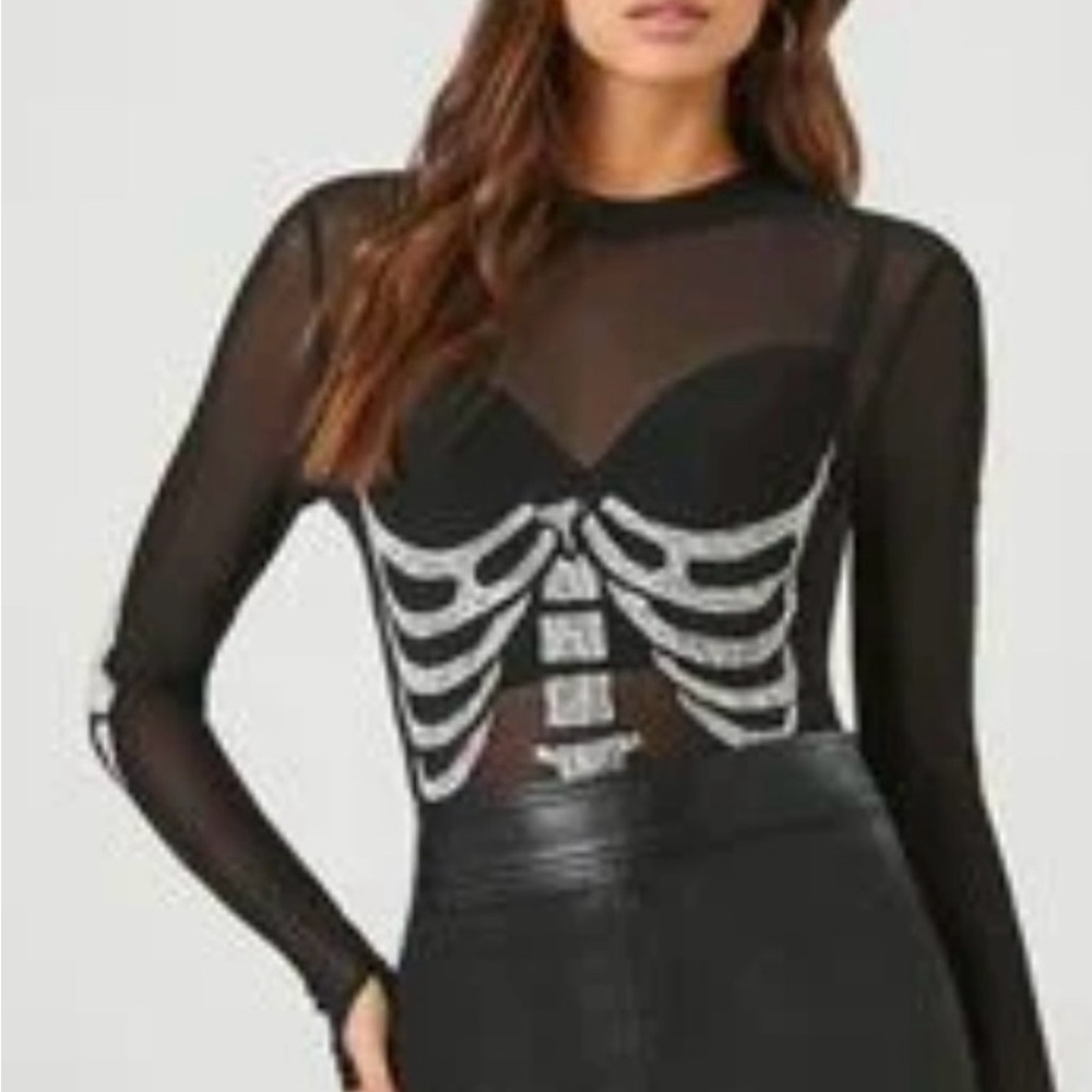 Black Sheer Skeleton Top